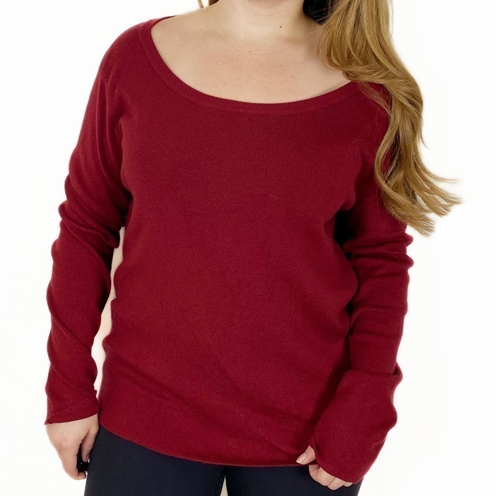 NEW NWT STITCH FIX HARPER LANE Burgundy Alin Crossback Pullover Sweater Top Lg
